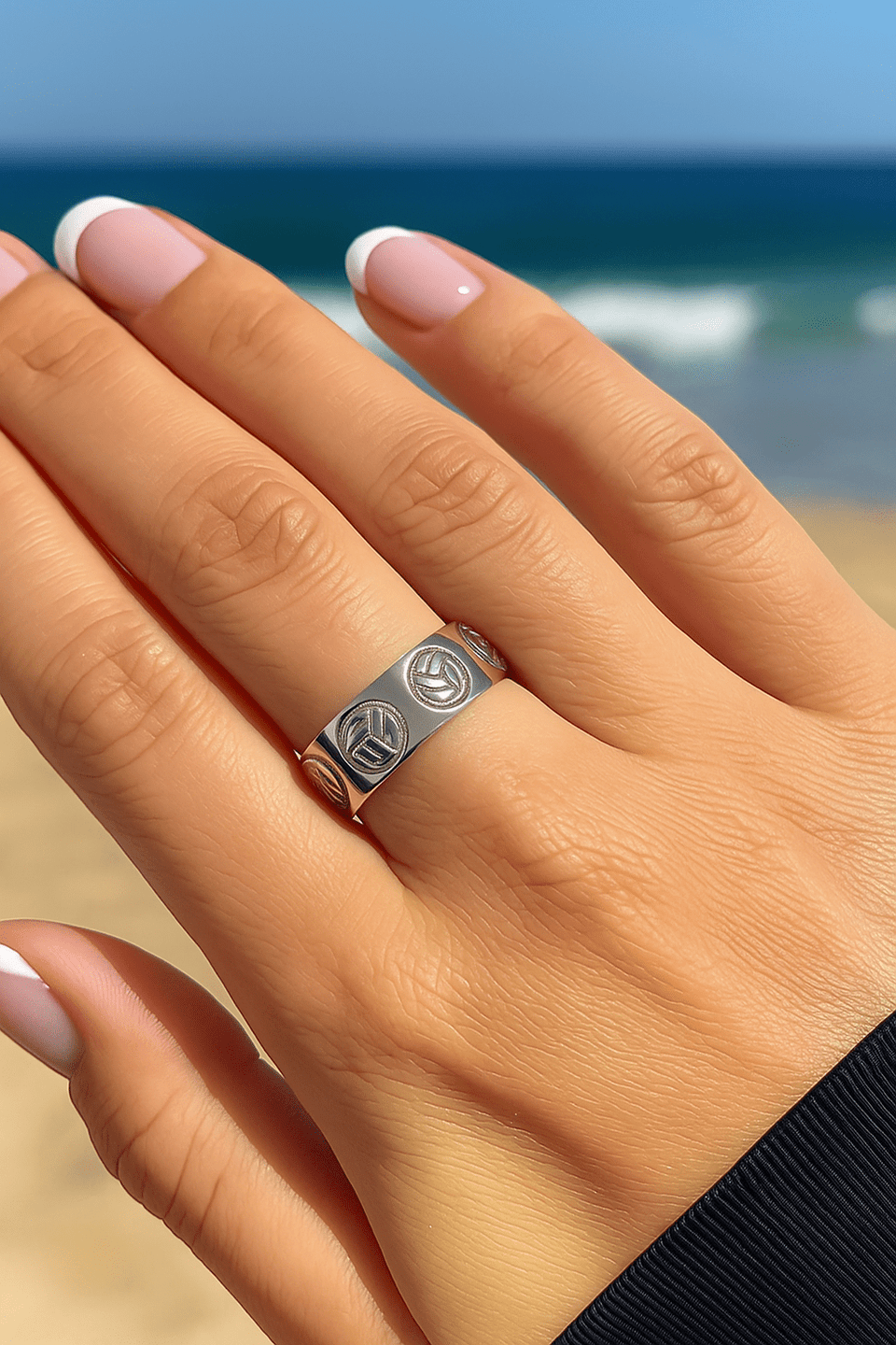 Volleyball Silver Ring